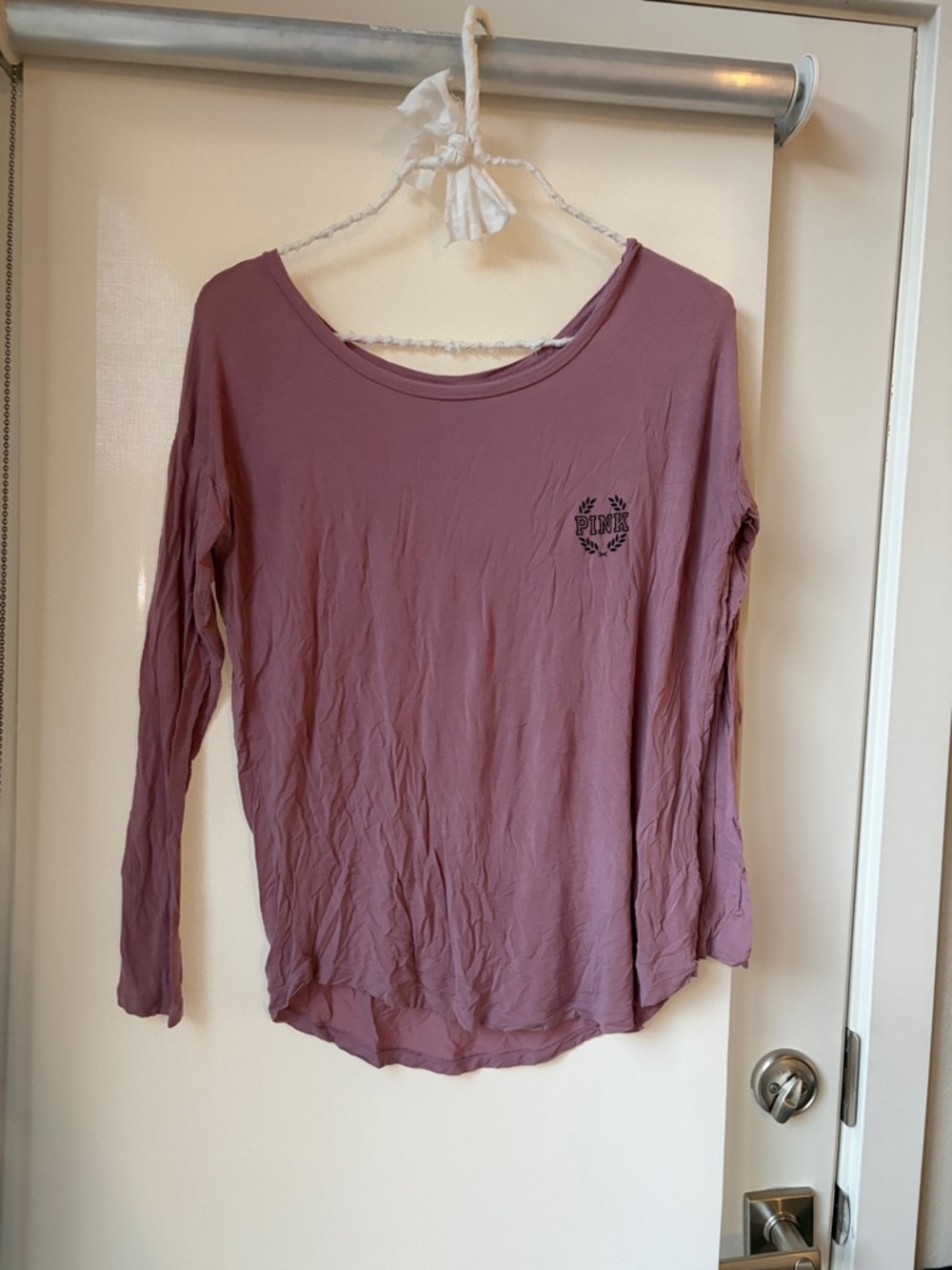 PINK Victoria's Secret Dusty Mauve Long-Sleeve Scoop Tee